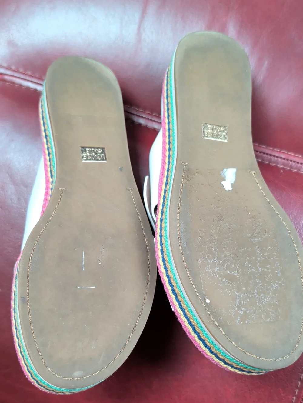 Louise et Cie White Leather Platform Slide Sandals with Rainbow 6.5